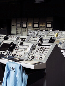 NASA's ground control station of the Apollo missions headed for the moon landing recreated inside Universal Studios. Los Angeles, California, USA