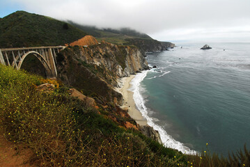 Nature along the route 101 at the Californian Coast from Los Angeles to San Francisco near Big Sur...