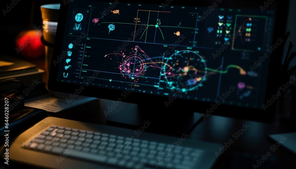 Aufkleber modern business growth illuminated by digitally generated blue data chart generated by ai