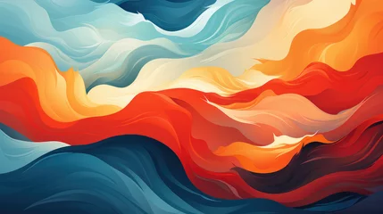 Deurstickers vibrant orange and blue wave painting, perfect texture for graphic design, wallpapers and background, abstract colorful pattern, dynamic and movement lines, AI © kiddsgn