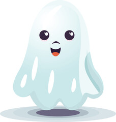 Cheerful Smiling Ghost - Halloween Vector Illustration