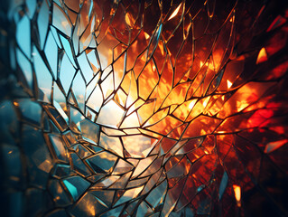 Captivating Photograph of Patterned Glass Creating Abstract Mosaic of Light and Shadow.