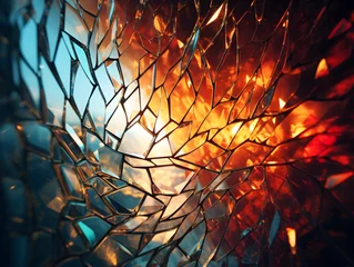 Crédence de cuisine en verre imprimé Coloré Captivating Photograph of Patterned Glass Creating Abstract Mosaic of Light and Shadow.