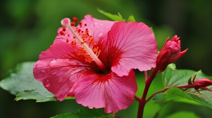 Enchanting Swamp Hibiscus - Hibiscus Coccineus Blossoms in a Serene Wetland Setting
