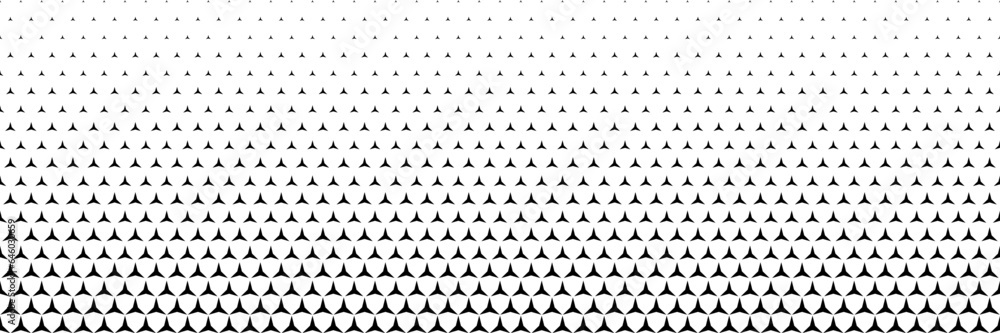 Poster horizontal black halftone of three sharp triangles design for pattern and background.