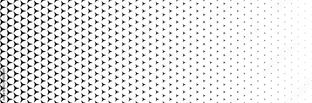 Poster horizontal black halftone of three sharp triangles design for pattern and background.