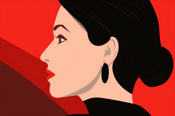 woman portrait background poster female red fashion vintage concept vogue glamour model. Generative AI.
