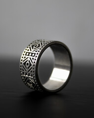 Product photo of a Viking themed silver ring