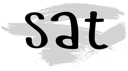 icon of the day of the week - Saturday on brush strokes with gray paint, the inscription is abbreviated Saturday in cartoon font