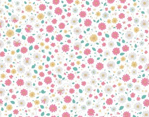 Pattern of multi-colored flowers. AI generated.