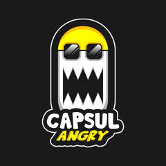 Capsul Angry Mascot Sport Logo Vector Template