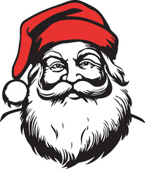 Retro Santa Claus Head in a Red Christmas hat, Santa head, Vector illustration, SVG