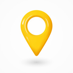 3D realistic location yellow map pin gps pointer markers vector illustration for destination. Web marker for position