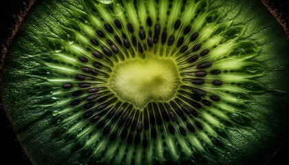 The ripe slice of organic fruit showcases beauty in nature generated by AI