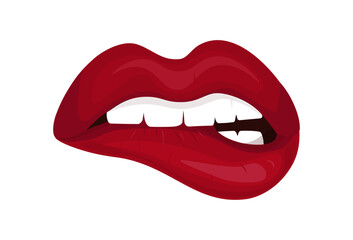 Expression of sexually bitten lips. Facial expression. Vector. Illustration