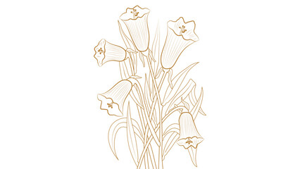 Botanical golden tulip Flower design, Golden Linear floral Flower. Vector Gold luxury line Flower. Hand drawn vector illustration in linear style, graphic clipart for wedding invitation.