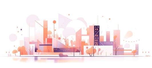 Fototapeta premium city cityscape urban buildings illustration design, ai