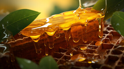 bees guarding honey in a hive, generative ai - obrazy, fototapety, plakaty