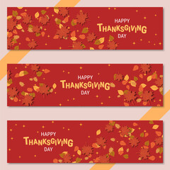 Happy Thanksgiving Day cartoon style vector banners template collection