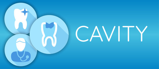 Cavity Blue Background Illustration Banner with Icons
