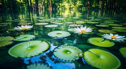 lilies in the park, lilies background on the water, lilies in the lake, beautiful lilies