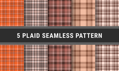 Brown Set Plaid Seamless Pattern Checked Tartan
