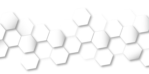 Obraz na płótnie Canvas Abstract hexagon background. Futuristic abstract honeycomb mosaic white technology background. Surface polygon pattern with glowing hexagon paper texture and futuristic business. graphic concept.
