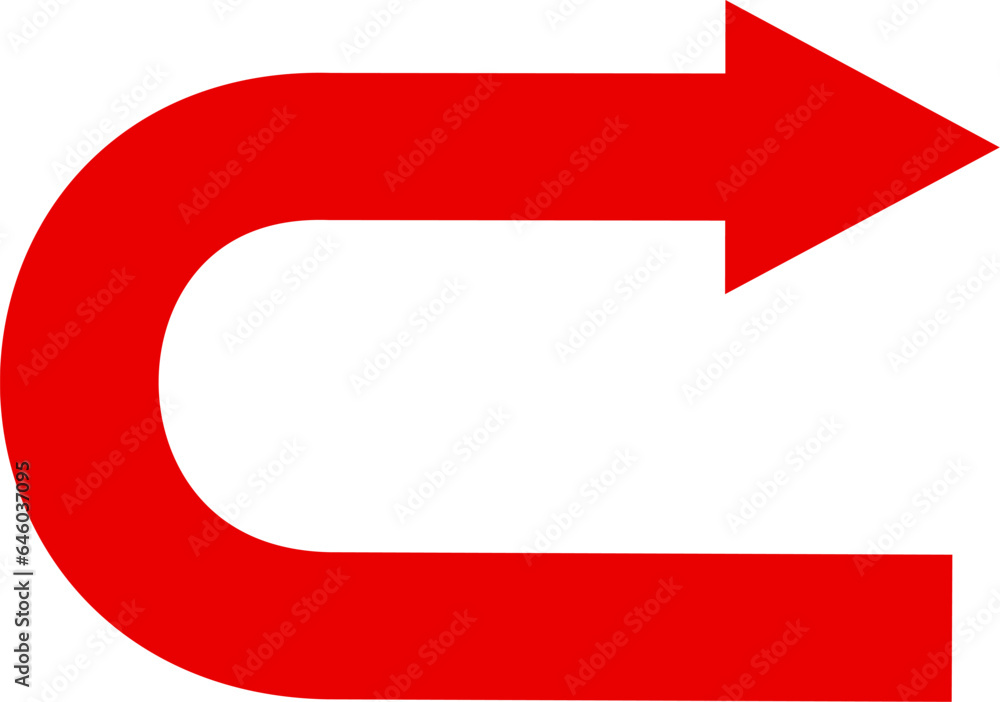 Fototapete red go back return arrow icon, simple vector u turn shape pointer flat design pictogram concept vect