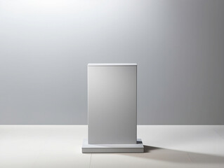 Sophisticated Light Grey Podium on Pristine White Background for Versatile Displays. Mockup and Product Display Concept.