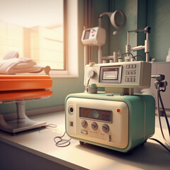 Emergency medical technology defibrillator in Hospital Room - obrazy, fototapety, plakaty
