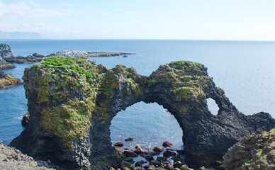 Gatklettur Arch-rocks at the coast along Snaefellsnes Peninsula in Iceland