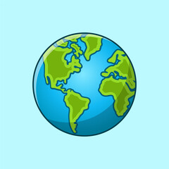 Earth globes cartoon isolated on white background. Flat planet earth icon. Vector illustration