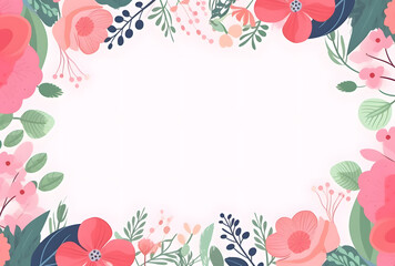 Fototapeta na wymiar Flower frame flat illustration isolated on white background