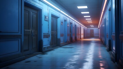 Vue en perspective d'un couloir  vide, g&eacute;n&eacute;r&eacute; par IA