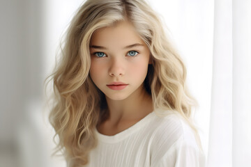 Pretty girl with white hair portrait