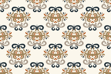 Ikat Damask Paisley Embroidery Background. Ikat Seamless Geometric Ethnic Oriental Pattern Traditional. Ikat Aztec Style Abstract Design for Print Texture,fabric,saree,sari,carpet.