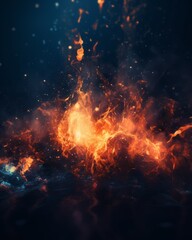 Fototapeta na wymiar fire flames in the dark, background