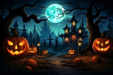 Fototapeta premium halloween background with pumpkins