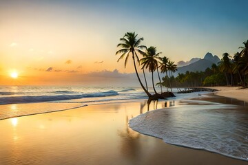 sunset over the beach