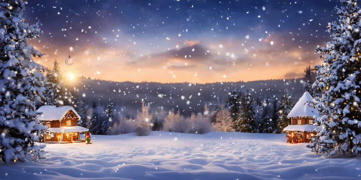 Scena natalizia con neve