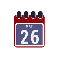 Calendar displaying day 26 (twenty-sixth) of the May - Day 26 of the month. Illustration