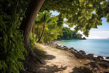 Fototapeta na wymiar Deserted beautiful summer tropical island. Generative AI