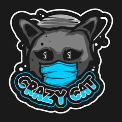 Crazy Cat Mascot Sport Logo Vector Template