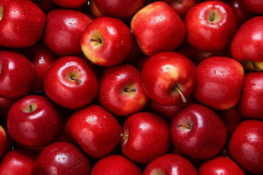 Abundance of Close-Up Apples with Citrus Fruits in the Background - Created with Generative AI Tools
