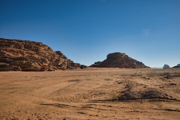landscape of wadi rum desert in jordan