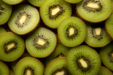 Close Up Kiwi Slices Texture as Background - Created with Generative AI Tools