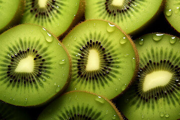 Close Up Kiwi Slices Texture as Background - Created with Generative AI Tools