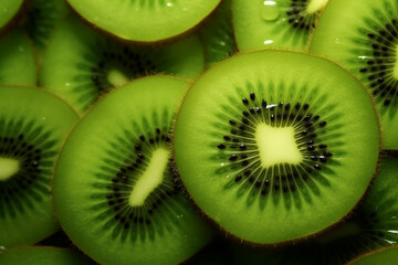 Close Up Kiwi Slices Texture as Background - Created with Generative AI Tools