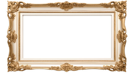 Picture frame with gold copper decoration on white background