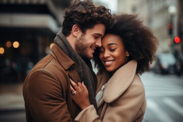 Obraz premium Romantic couple of different races